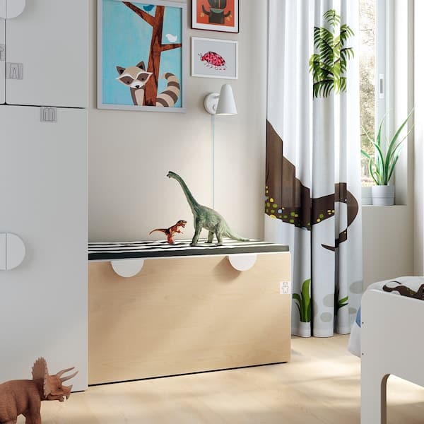 Ikea SMÅSTAD - Bench with toy storage, white/birch, 90x52x48 cm