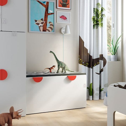 SMÅSTAD - Bench with toy storage, white/white, 90x52x48 cm - best price from Maltashopper.com 19389152