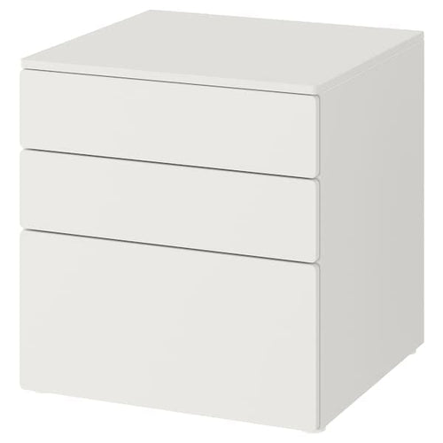SMÅSTAD / PLATSA - Chest of 3 drawers, white/white, 60x57x63 cm