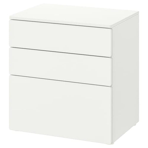 SMÅSTAD / PLATSA - Chest of 3 drawers, white/white, 60x42x63 cm