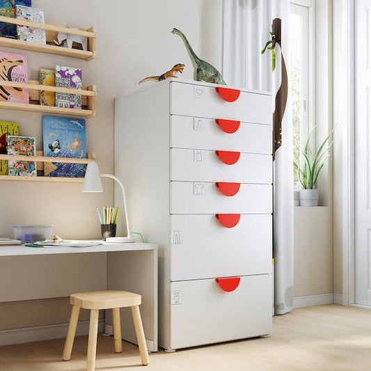 SMÅSTAD / PLATSA - Chest of 6 drawers, white/white, 60x57x123 cm - best price from Maltashopper.com 59387655