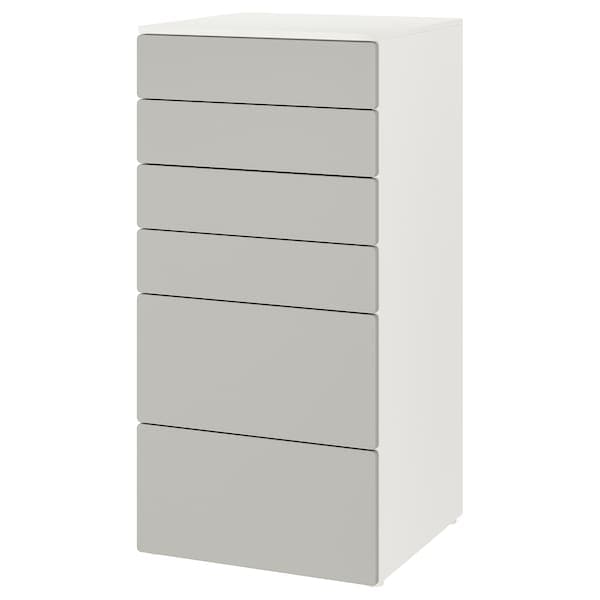 Ikea SMÅSTAD / PLATSA - Chest of 6 drawers, white/grey, 60x57x123 cm