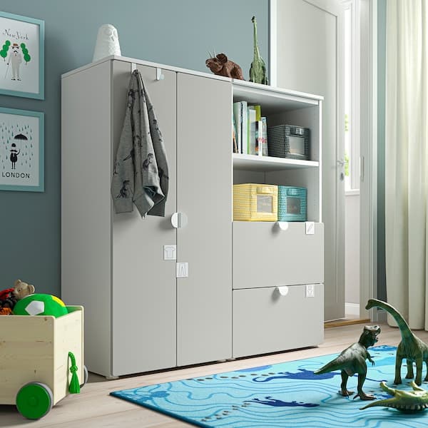 SMÅSTAD / PLATSA - Storage combination, white/grey, 120x42x123 cm - best price from Maltashopper.com 69428896