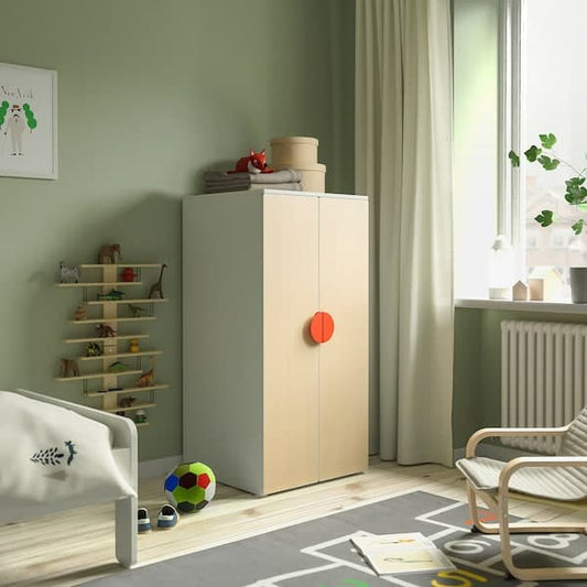 SMÅSTAD / PLATSA - Wardrobe, white birch/with 3 shelves, 60x57x123 cm - best price from Maltashopper.com 29483352