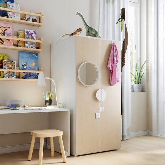 Ikea SMÅSTAD / PLATSA - Wardrobe, white/birch, 60x57x123 cm