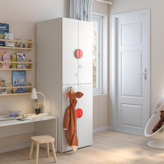 SMÅSTAD / PLATSA - Wardrobe, white white/with 2 clothes rails, 60x57x181 cm - best price from Maltashopper.com 99428277