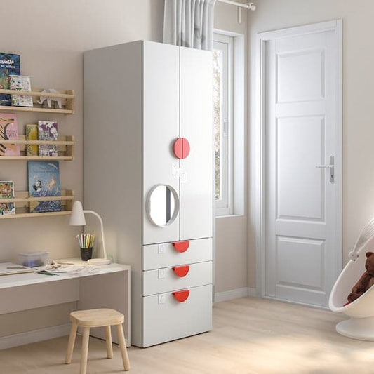 SMÅSTAD / PLATSA - Wardrobe, white white/with 3 drawers, 60x57x181 cm - best price from Maltashopper.com 89428310