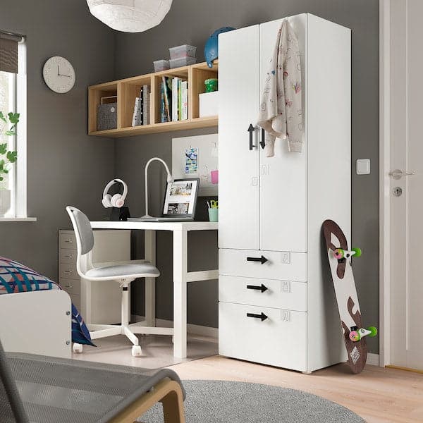 Ikea SMÅSTAD / PLATSA - Wardrobe, white white/with 3 drawers, 60x42x181 cm