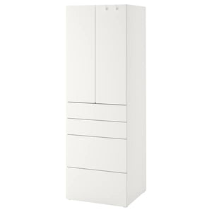 SMÅSTAD / PLATSA - Wardrobe, white white/with 4 drawers, 60x57x181 cm - best price from Maltashopper.com 69428325