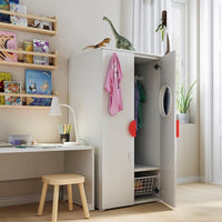 SMÅSTAD / PLATSA wardrobe, white/grey, 60x57x123 cm