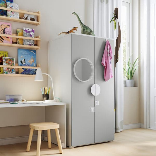 SMÅSTAD / PLATSA - Wardrobe, white/grey, 60x57x123 cm - best price from Maltashopper.com 59430140