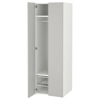 SMÅSTAD / PLATSA wardrobe, white/grey, 60x57x181 cm
