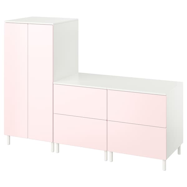 SMÅSTAD / PLATSA Armoire-penderie, blanc rose pâle/avec 4 tiroirs,  60x57x181 cm - IKEA
