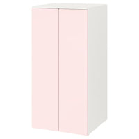 SMÅSTAD / PLATSA wardrobe, white pale pink/with 3 shelves, 60x57x123 cm
