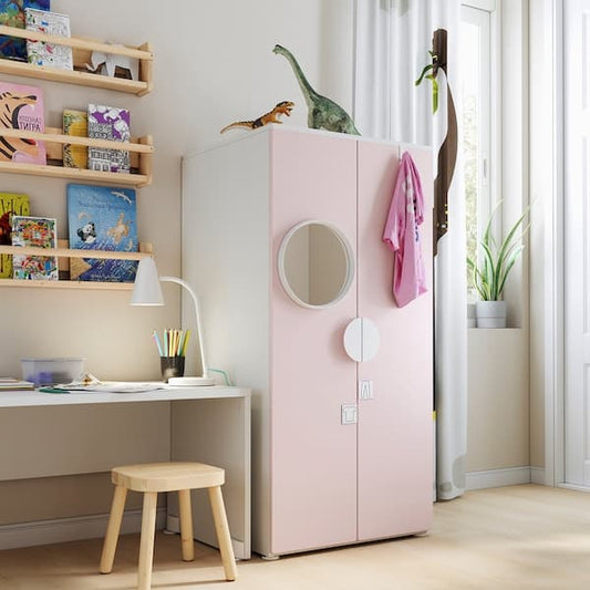 SMÅSTAD / PLATSA - Wardrobe, white/pale pink, 60x57x123 cm - best price from Maltashopper.com 09430133