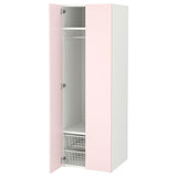 SMÅSTAD / PLATSA wardrobe, white/pale pink, 60x57x181 cm
