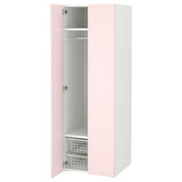 SMÅSTAD / PLATSA wardrobe, white/pale pink, 60x57x181 cm