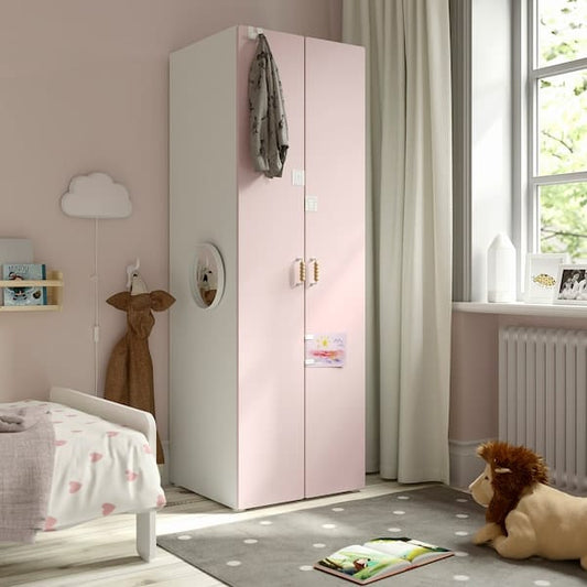 Ikea SMÅSTAD / PLATSA - Wardrobe, white/pale pink,60x57x181 cm