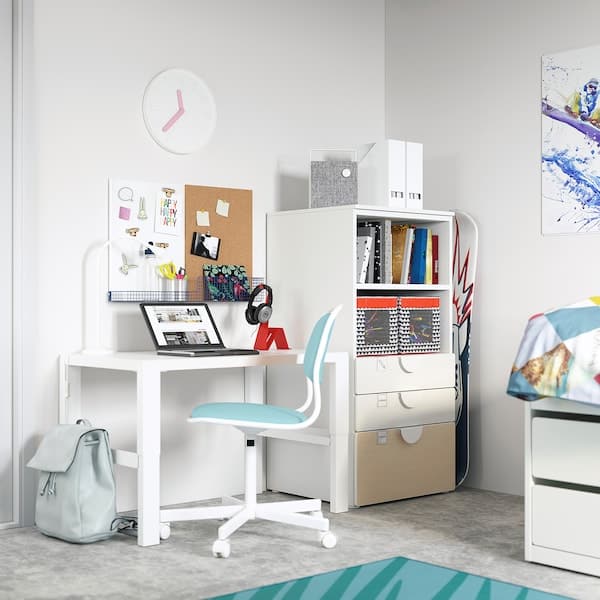 Ikea SMÅSTAD / PLATSA - Bookcase, white birch/with 3 drawers, 60x57x123 cm