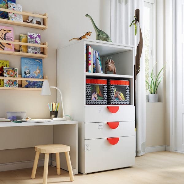 SMÅSTAD / PLATSA - Bookcase, white white/with 3 drawers, 60x57x123 cm - best price from Maltashopper.com 49387806