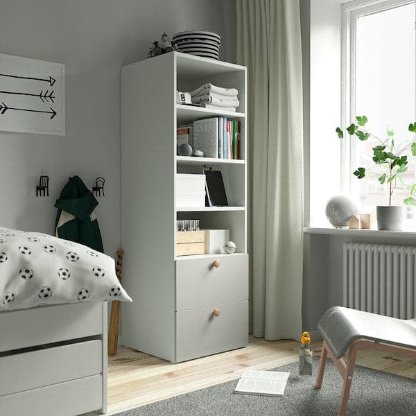 Ikea SMÅSTAD / PLATSA - Bookcase, white grey/with 2 drawers, 60x57x181 cm