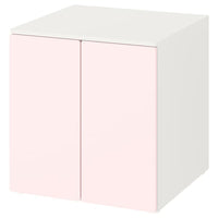 SMÅSTAD / PLATSA cabinet, white pale pink/with 1 shelf, 60x57x63 cm