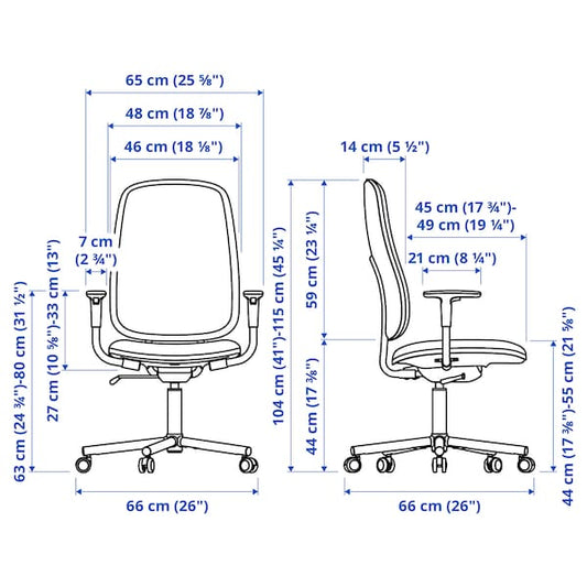 Ikea SMÖRKULL - Office chair with armrests, Gräsnäs dark grey