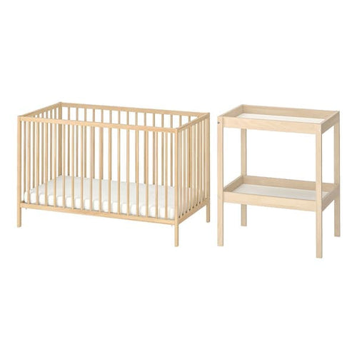 SNIGLAR - 2-piece baby furniture set, beech, 60x120 cm