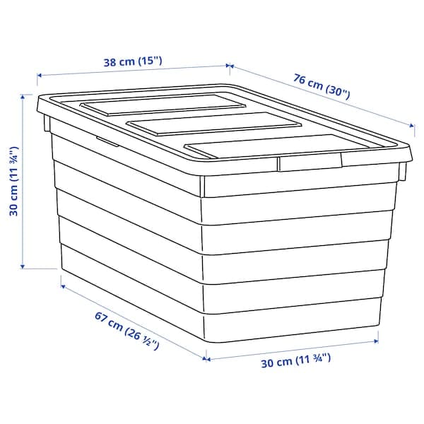Ikea SOCKERBIT - Storage box with lid, white, 38x76x30 cm
