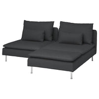 SÖDERHAMN 2-seat sofa with chaise longue, Fridtuna dark grey, 186 cm