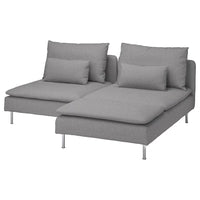 SÖDERHAMN 2-seat sofa with chaise longue, Tonerud grey, 186 cm