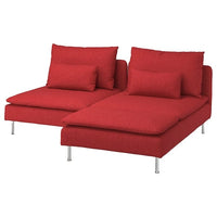 SÖDERHAMN 2-seat sofa with chaise longue, Tonerud red, 186 cm