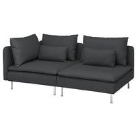 SÖDERHAMN 3-seat sofa, with open end/Fridtuna dark grey, 192 cm