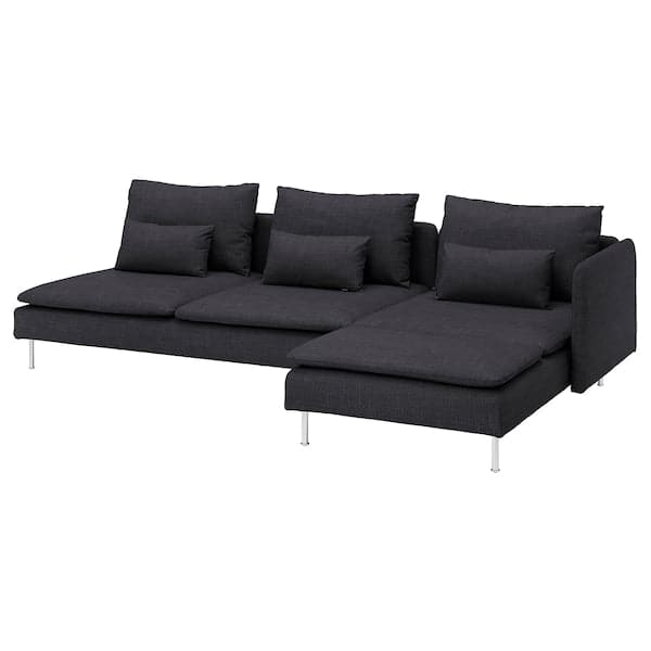 Ikea SÖDERHAMN - 4-seater sofa with chaise-longue and open end piece/Hillared anthracite ,