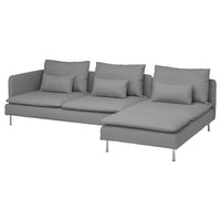 SÖDERHAMN 4-seat sofa with chaise longue, and open end Tonerud/grey, 285 cm