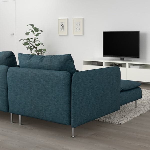 SÖDERHAMN - 4-seater sofa with chaise-longue, Hillared dark blue , - best price from Maltashopper.com 59430593