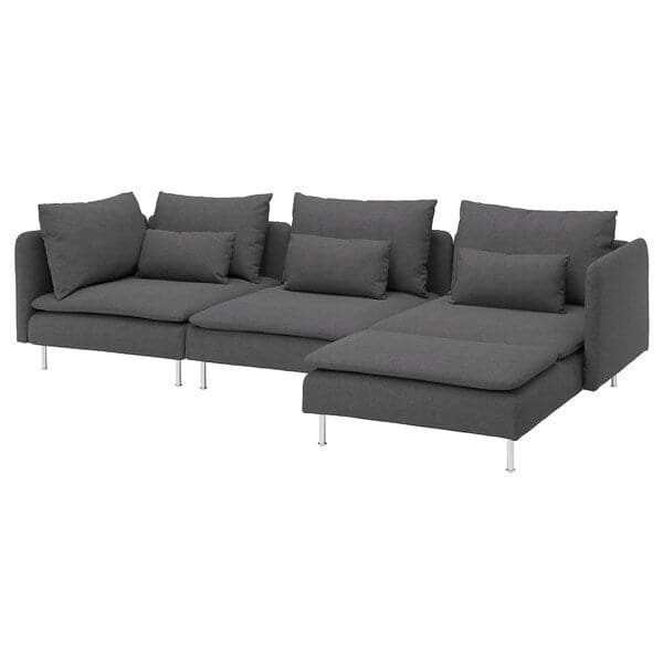 Ikea SÖDERHAMN - 4-seater sofa with chaise-longue, Tallmyra smoke grey ,