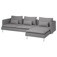 SÖDERHAMN 4-seat sofa with chaise longue, Tonerud grey, 291 cm