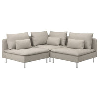SÖDERHAMN corner sofa, 3-seat, Fridtuna light beige, 192x14x99 cm