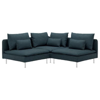 SÖDERHAMN corner sofa, 3-seat, Hillared dark blue, 192x14x99 cm