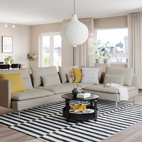 Ikea SÖDERHAMN 4 seater corner sofa with open end piece/Fridtuna light beige , ikea_check