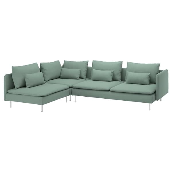Ikea SÖDERHAMN - 4-seater corner sofa, open end/Tallmyra light green ,