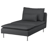 SÖDERHAMN cover for chaise longue, Fridtuna dark grey