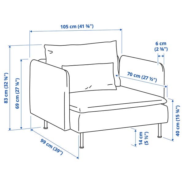 Ikea SÖDERHAMN Armchair, Fridtuna dark grey ,