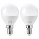 SOLHETTA LED bulb E14 806 lumen, dimmable/globe opal white, 45 mm, 2 pack