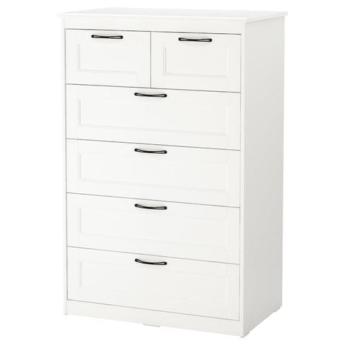 SONGESAND - Chest of 6 drawers, white, 82x126 cm