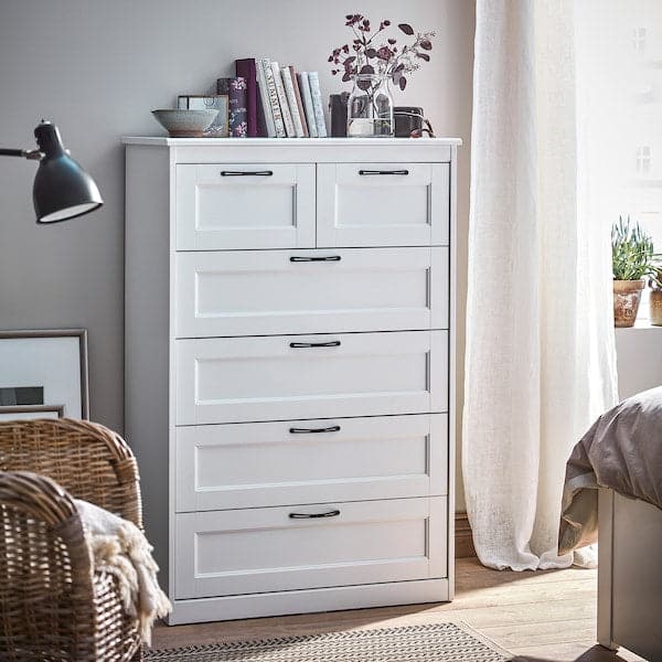 Ikea SONGESAND - Chest of 6 drawers, white, 82x126 cm
