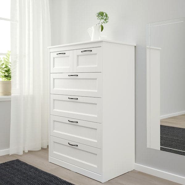 Ikea SONGESAND - Chest of 6 drawers, white, 82x126 cm