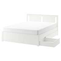 SONGESAND bed frame with 2 storage boxes, white/Leirsund, 160x200 cm