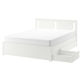 SONGESAND bed frame with 2 storage boxes, white/Luröy, 160x200 cm